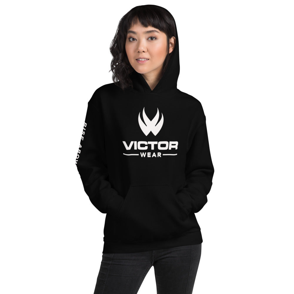 Victor Wear Classics Collection - Rise Above It Hoodie (Full Logo - White) - Victor Wear