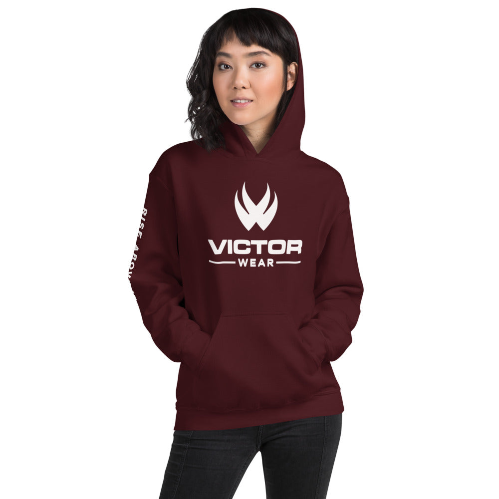 Victor Wear Classics Collection - Rise Above It Hoodie (Full Logo - White) - Victor Wear